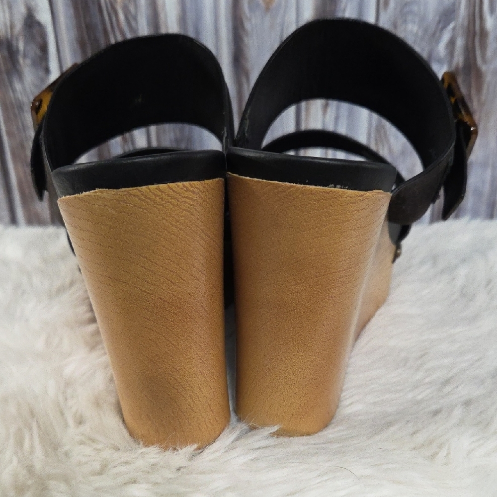 MIA Charcoal and Camel Wedge Sandals Size 10 - Picture 3 of 5